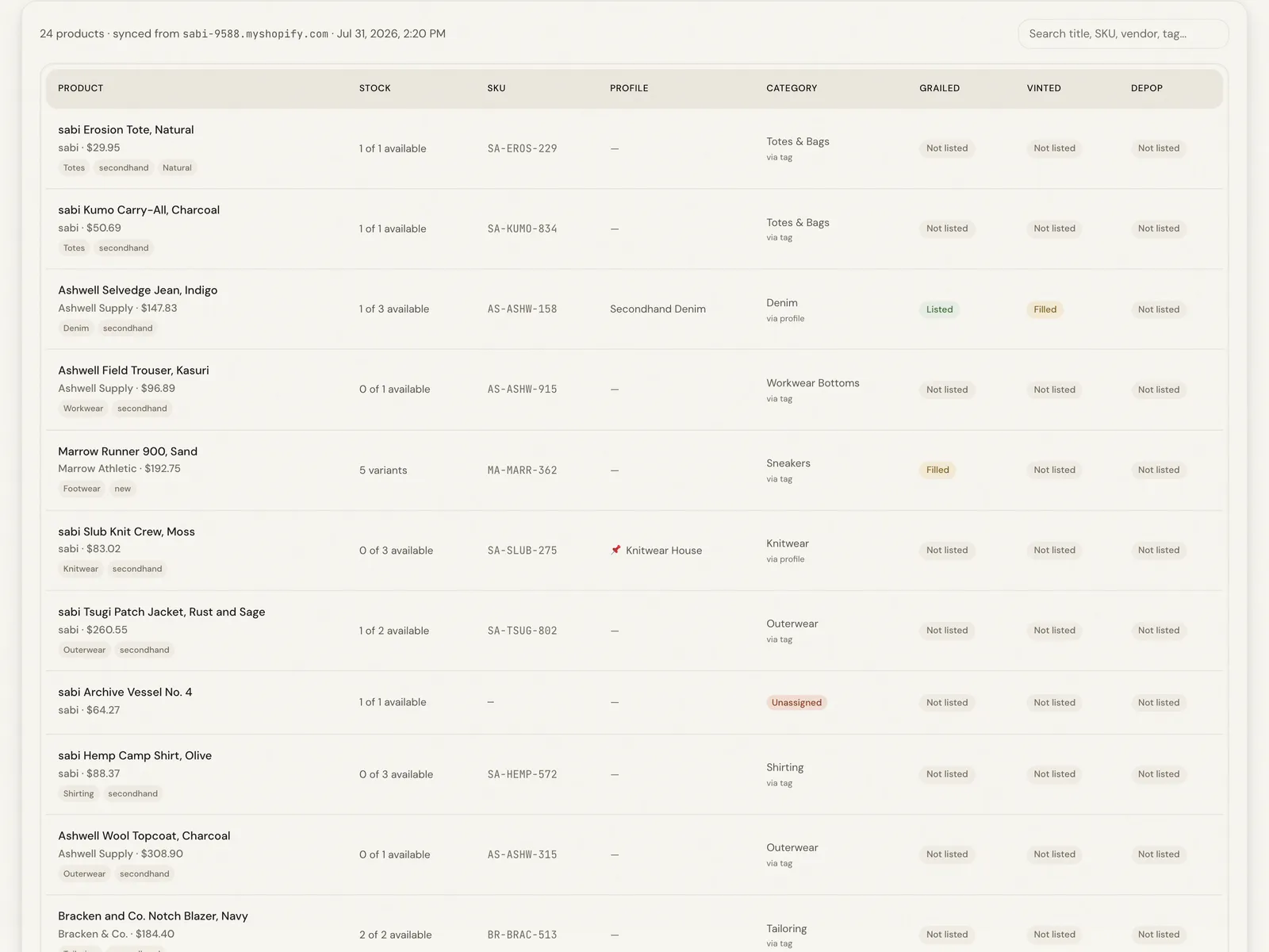 CrossList screenshot